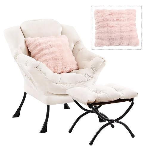 Lazy Chair with Ottoman, Large Accent Chair with Ottoman and