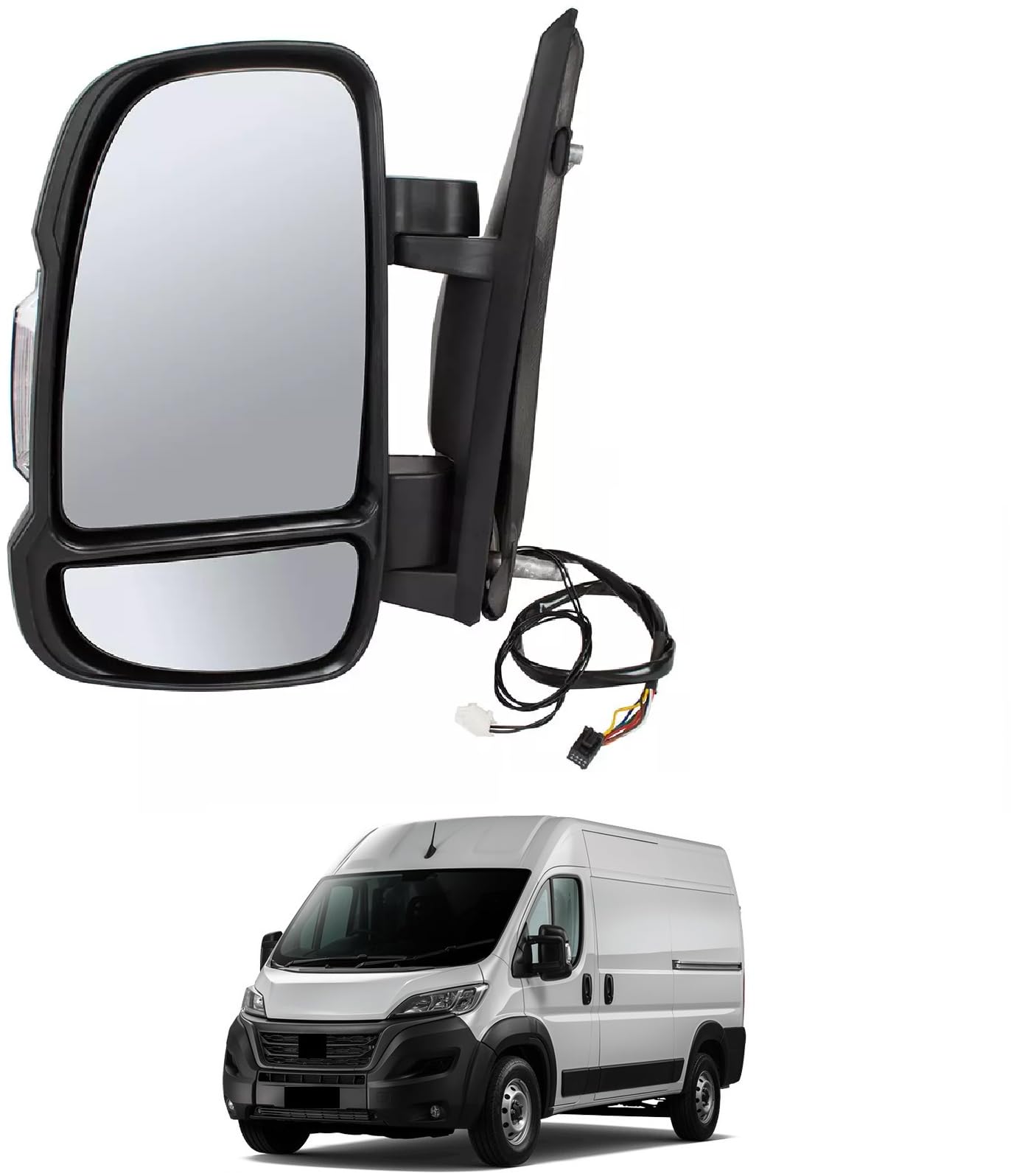 Alta Qualità Aftermarket Specchietto Elettrico Sinistro DUCATO Retrovisore Termico Con Sonda di Temperatura SX Dal 2006-2024 Braccio Corto,Sbrinamento,Freccia
