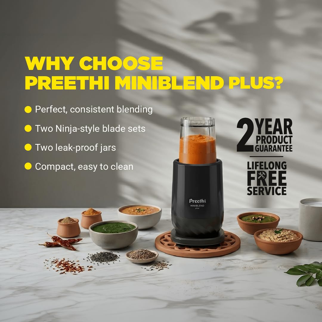 Preethi MiniBlend Plus - Compact Blender with 3 Jars -7