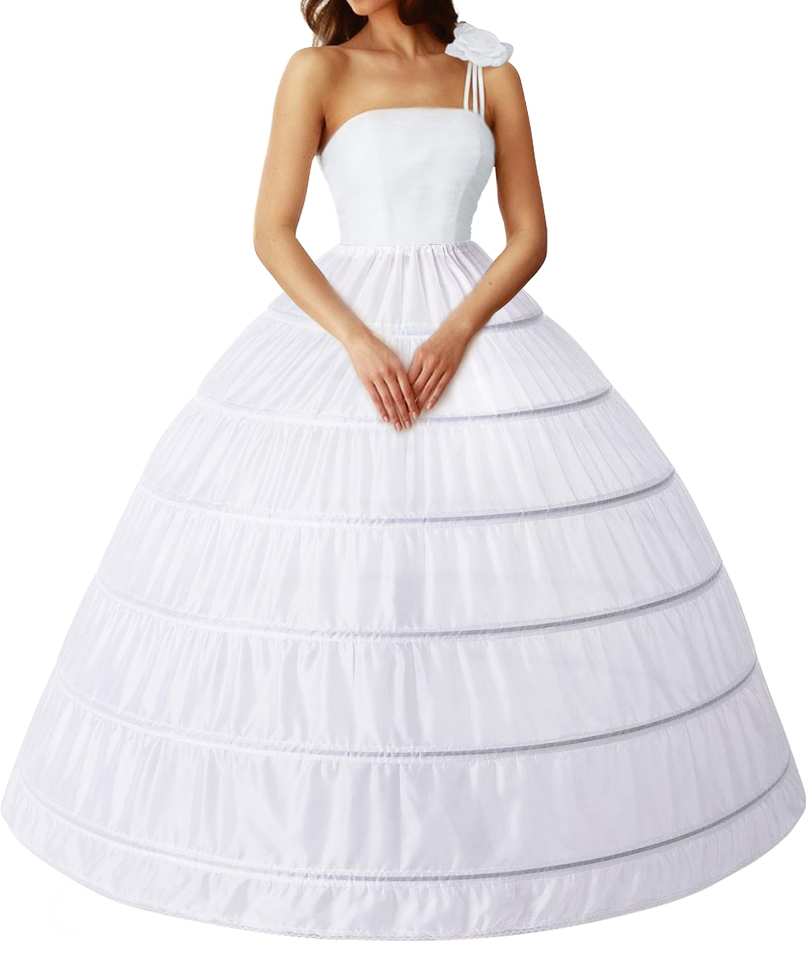 Thupmuk Women’s Crinoline 6 Hoop Skirt Petticoat for Women Petticoat for Wedding Dress Underskirt Ball Gown Bridal, White, One Size
