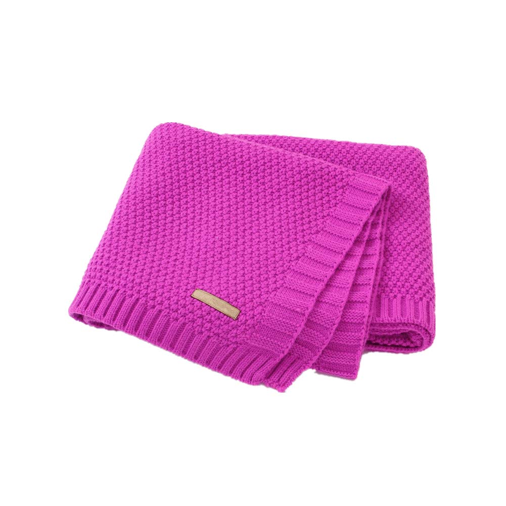 Odot Baby Soft Knit Pure Blanket for Boys and Girls, Toddler Warm Swaddle Sleeping Square Throw Blankets Knitted Unisex Patterns Pram Cot Bed Textured Sleep Blanket (80x100cm,Fuchsia) — image 1