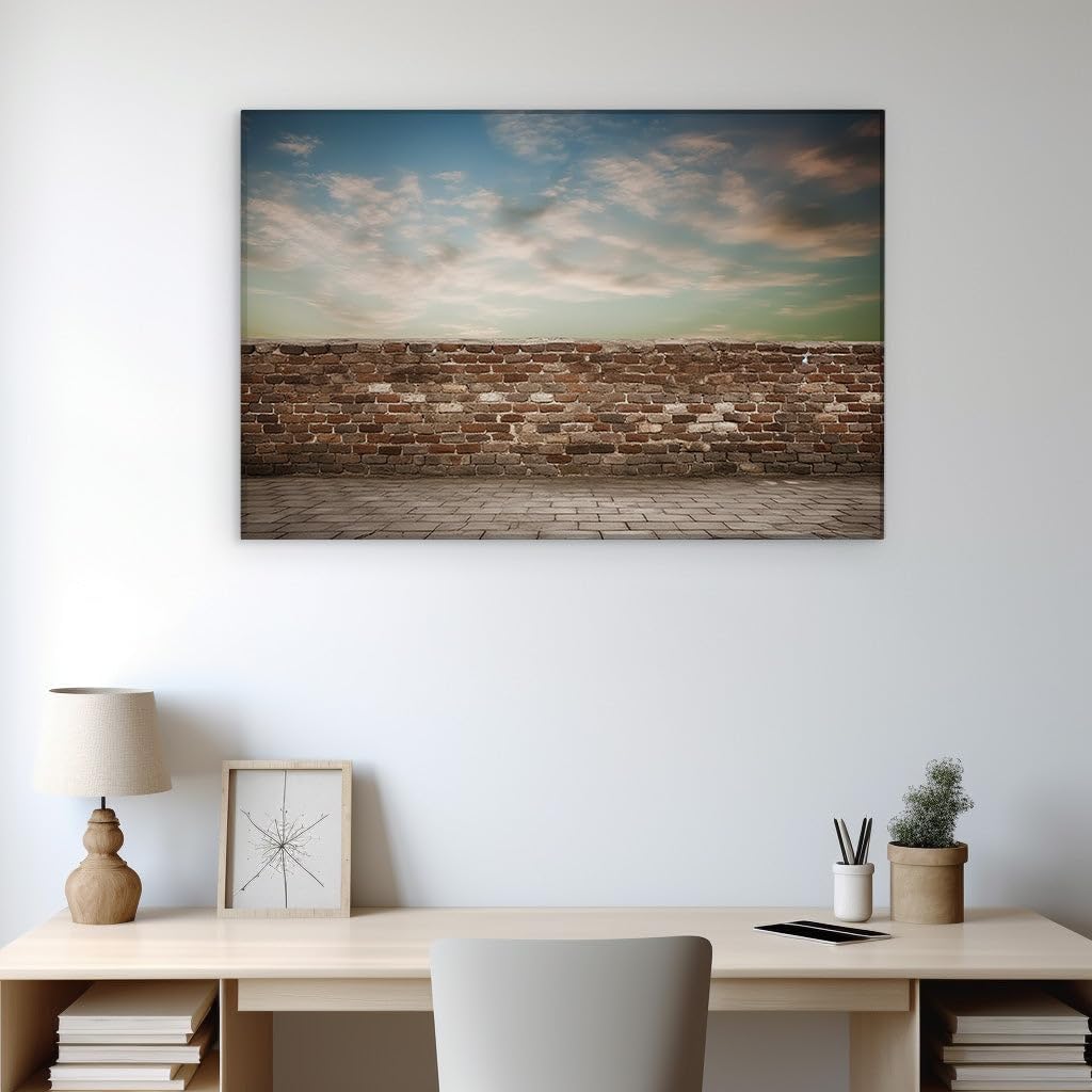 Canvas for Living room. Dawn of Serenity: Embracing the Tranquil Beauty of Brick and Sky, 27 x 18 inch Canvas Wall Art - Ready to Hang - 69x46 cm (27x18 inch)