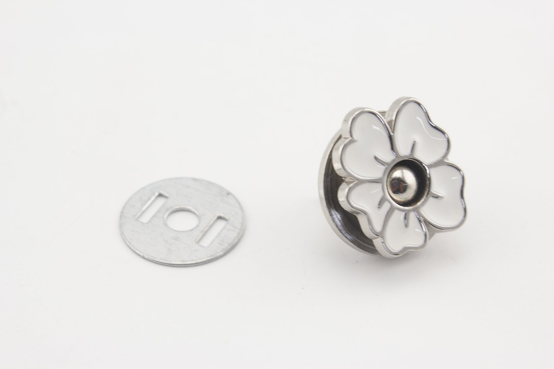 Bottone Magnetico Per Borsa 17 Mm - Fiore O Rotondo - Colore Nichel - 1 Pezzo