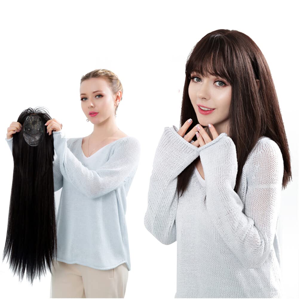 150% Density Hair Corwn Topper with Temples and Fringe Forehead Hairpiece for Full Head Wear 24