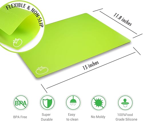 Miniatura 4 de Fotouzy - Alfombrillas de plástico flexibles de colores con iconos de comida, sin BPA, no porosas, antideslizantes y aptas para lavavajillas, juego