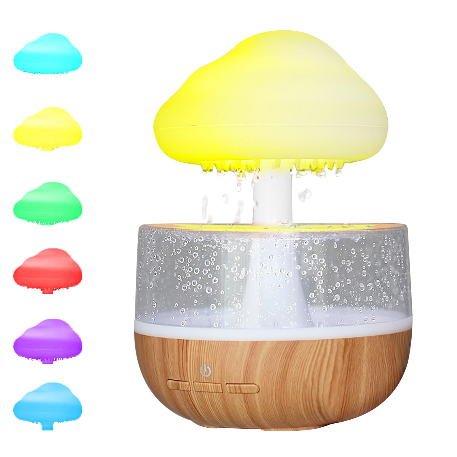 3 in 1 Rain Cloud Humidifier Water Drip, Mushroom Rain Cloud Humidifier, Raining Clouds Night Light/Essential Oil Diffuser, Desk Bedside Clouding Lights for Sleeping Relaxing Mood w/ 7 Colors
