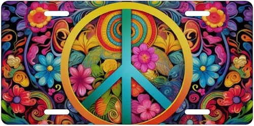 Rainbow Peace - Placa decorativa hippie, etiqueta de tocador, placa de metal, placa de aluminio novedosa para decoración del hogar para hombres,