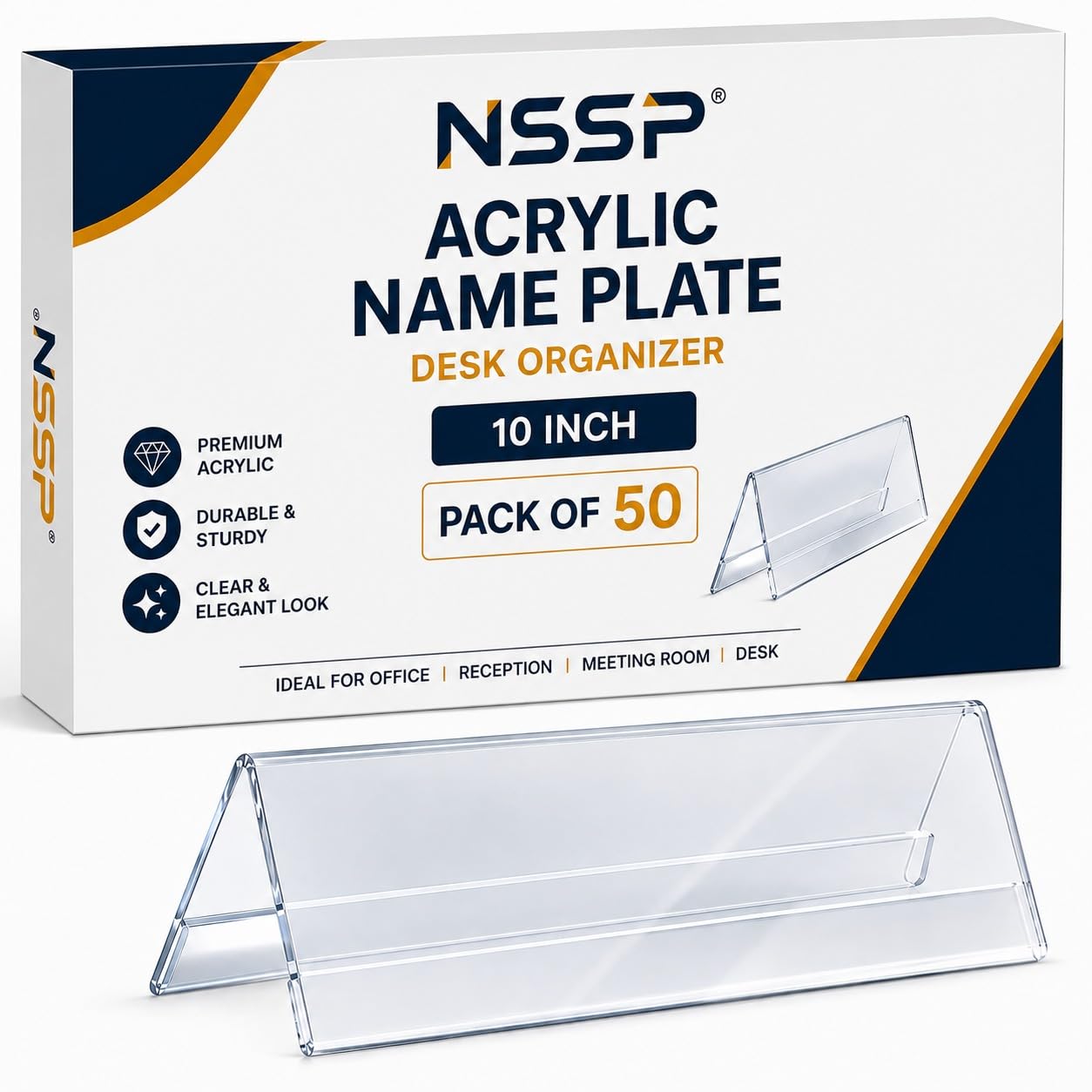 Acrylic Table Desk Name Plate | 10 Inch (Pack of 5, Clear Acrylic) | Elegant & Durable Design | Suiable for Home, Office, Restaurant & Reception — Amazon image 9