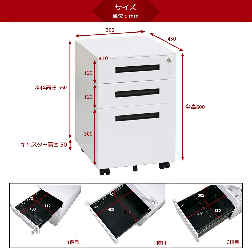 オフィスワゴン（ホワイト+グリーン）デスクワゴン 完成品 サイドワゴン Amazon.co.jp: Cozynest オフィスワゴン（ホワイト+グリーン）デスク
