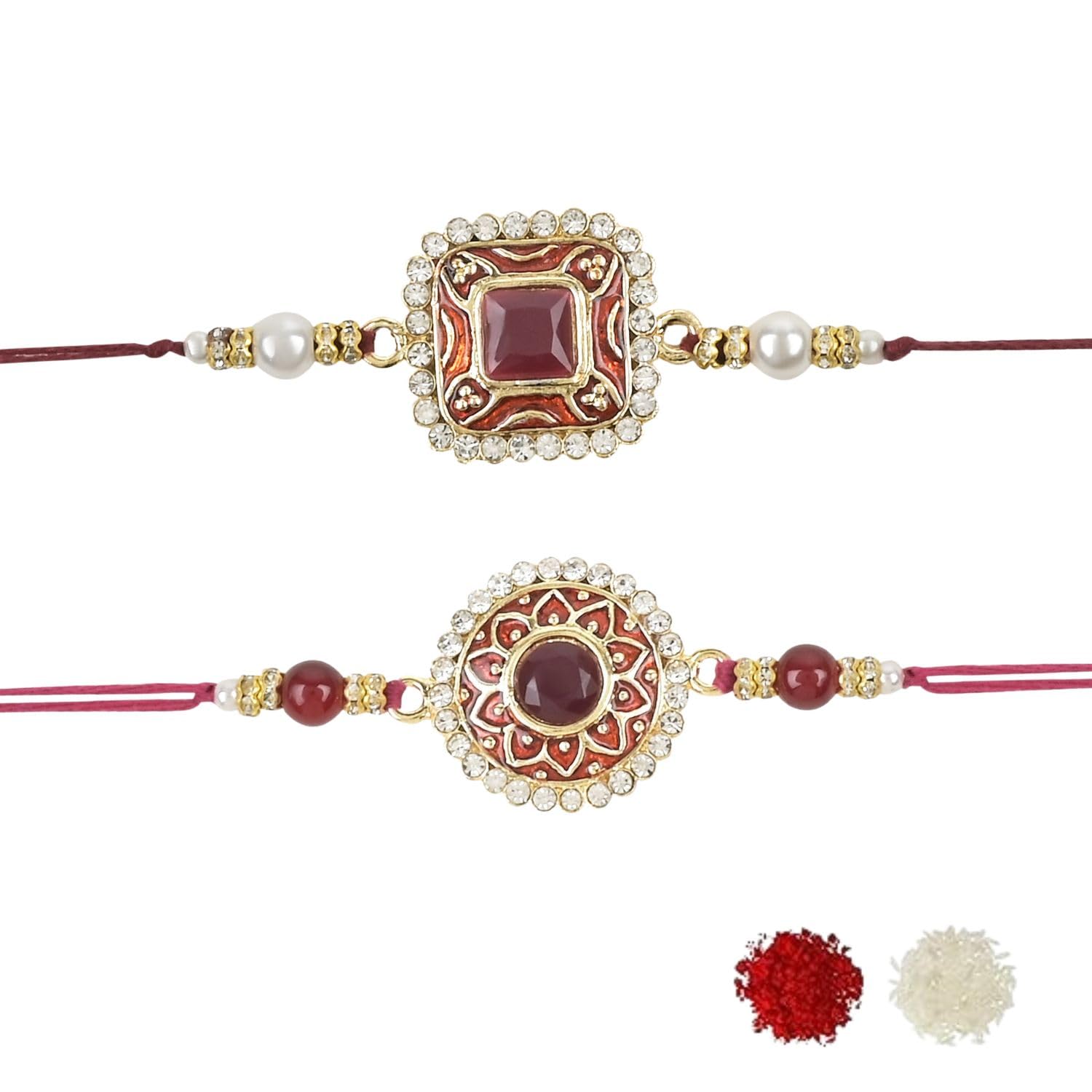 I Jewels Mens Pearl & Kundan Designer Bhaiya Rakhi With Roli Chawal & Rakshabandhan Card For Brother/Bro/Bhai (Pack Of 2) (Style 3) (B0CB83P1TK) Amazon Price History, Amazon Price Tracker