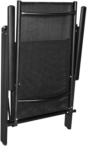 Miniatura 7 de Folding Patio Chairs 2 pcs Aluminum and Textilene Black Outdoor Patio Chair Lawn Sillas para Comedor Kitchen Table Chairs for Beach Courtyard