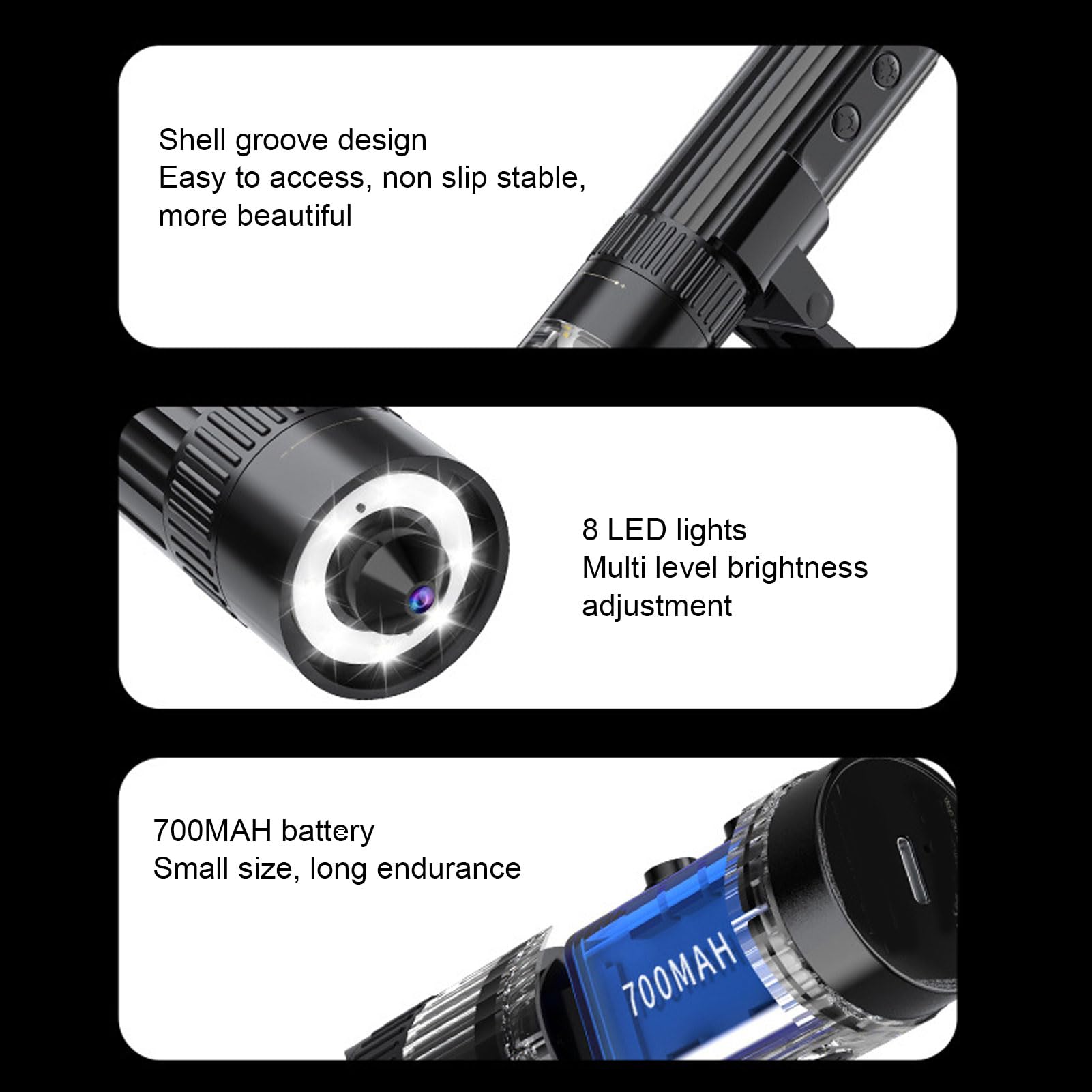 Denash Microscopio Wireless 1080p 1000X Camera Wi -Fi Portatile con 8 Luci a LED Registra Foto Nell'applicazione a Fini Educativi Materiale ABS.