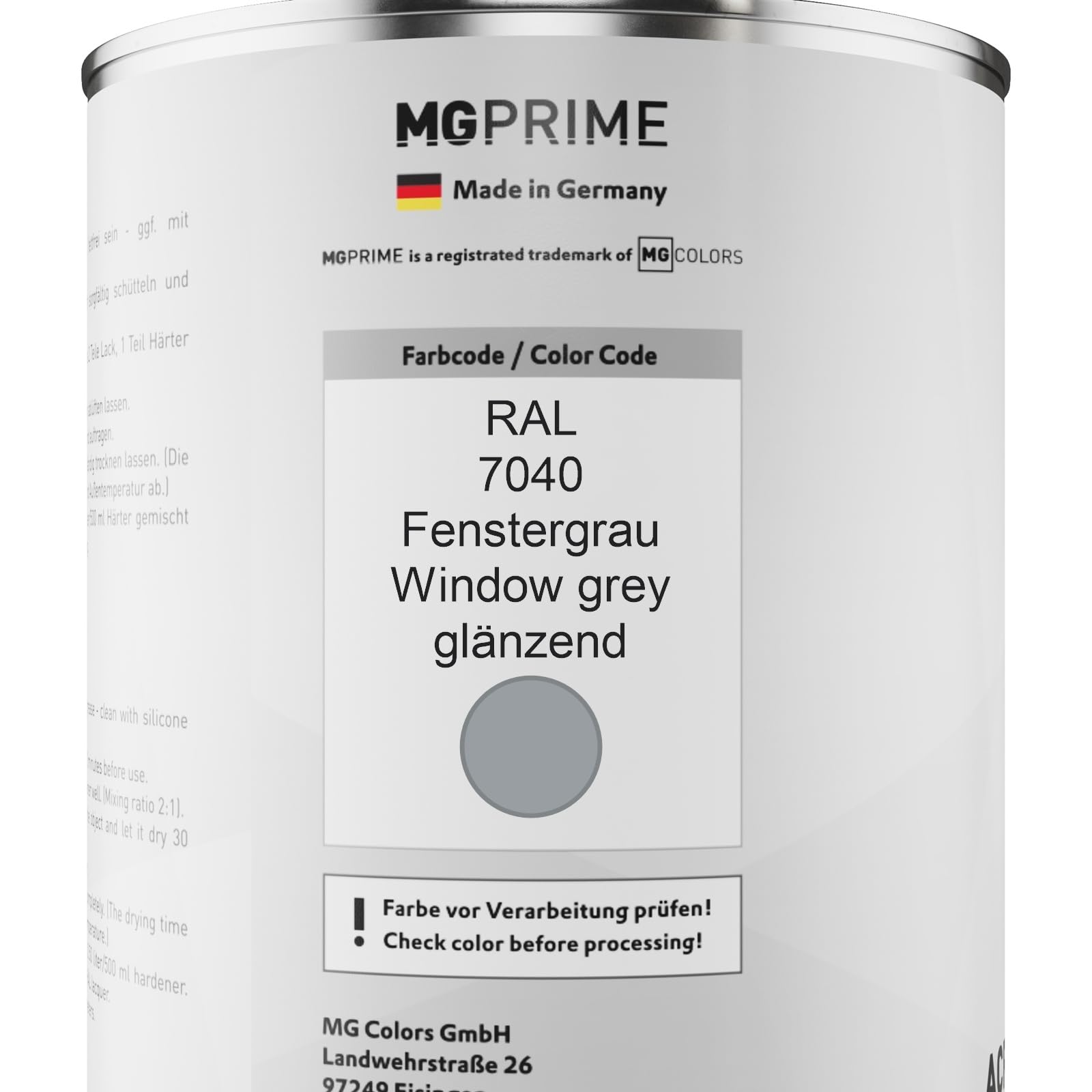 RAL 7040 Fenstergrau / Window grey glänzend Acryl-Lack Dose + Härter 1,5 L