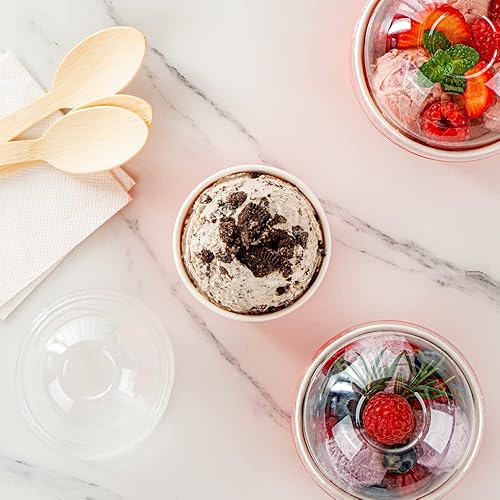 Miniatura 7 de Coppetta - Vasos de postre de 3 onzas, 50 tazas desechables para helado, tapas se venden por separado, cuencos de yogur congelado de papel rojo,