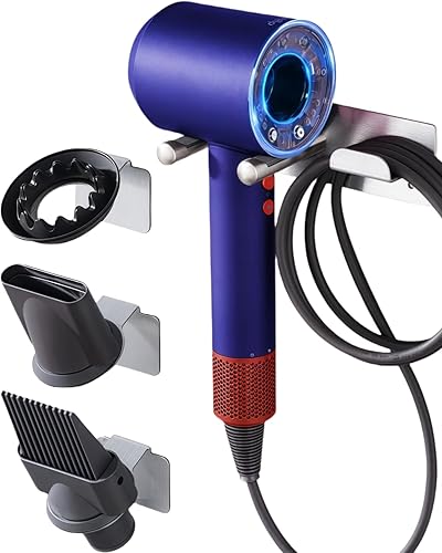 Miniatura 14 de Organizador de herramientas para el cabello, soporte de pared para rizador de acero inoxidable, soporte de pared, soporte para secador de pelo y