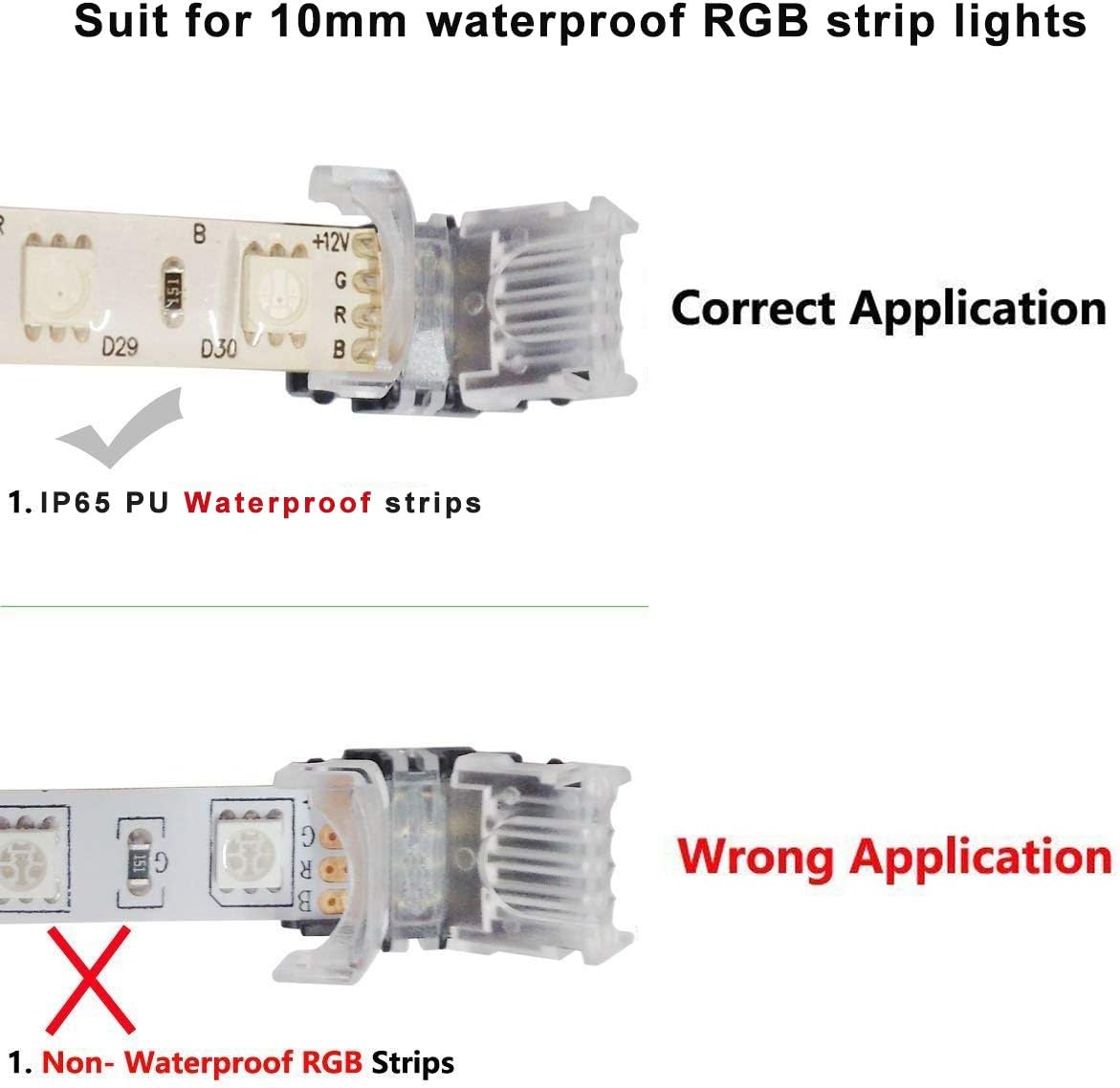 Buy SUPERNIGHT 8 Pack 4 Pin LED Connector for Waterproof 10mm RGB 5050