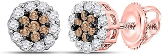 14K Rose Gold Chocolate Brown Diamond Dazzling Diamond Earrings 1/2 Ctw.