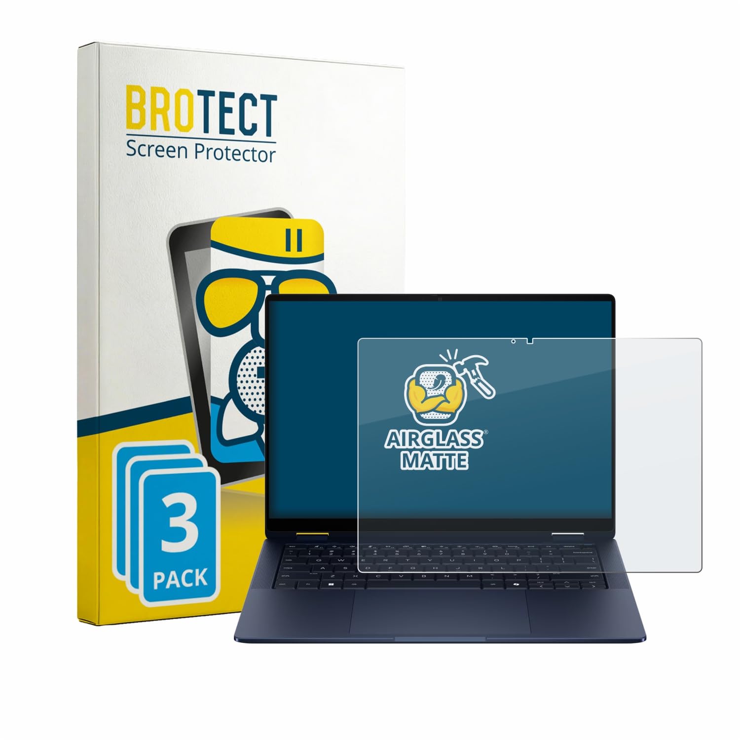 brotect 3 Pezzi Pellicola Vetro per HP EliteBook X Flip G2i 14" | Opaca Protezione Schermo Made in Germany, Anti-Riflesso Durezza 9H Anti-Graffio
