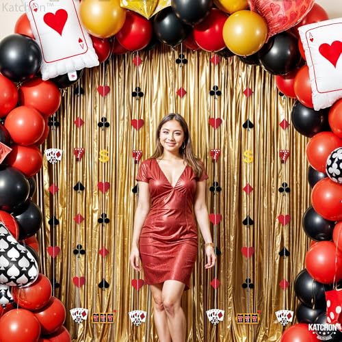 Image of KatchOn, Casino Hanging Garlands - 8 Strings, Pre Strung | Game Night Decorations, Casino Birthday Decorations | Poker Night Decorations, Vegas Party Decor, Casino Theme Party