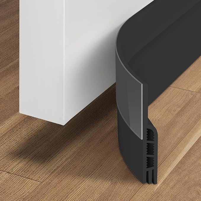 Image of 1-Meter | Silicon Door Bottom Sealing Strip | Self Adhesive Door Gap Filler Rubber | Bottom Sealing Strip Guard | Protector from Cockroach, Insect, Bugs, Air & Dust (Black)