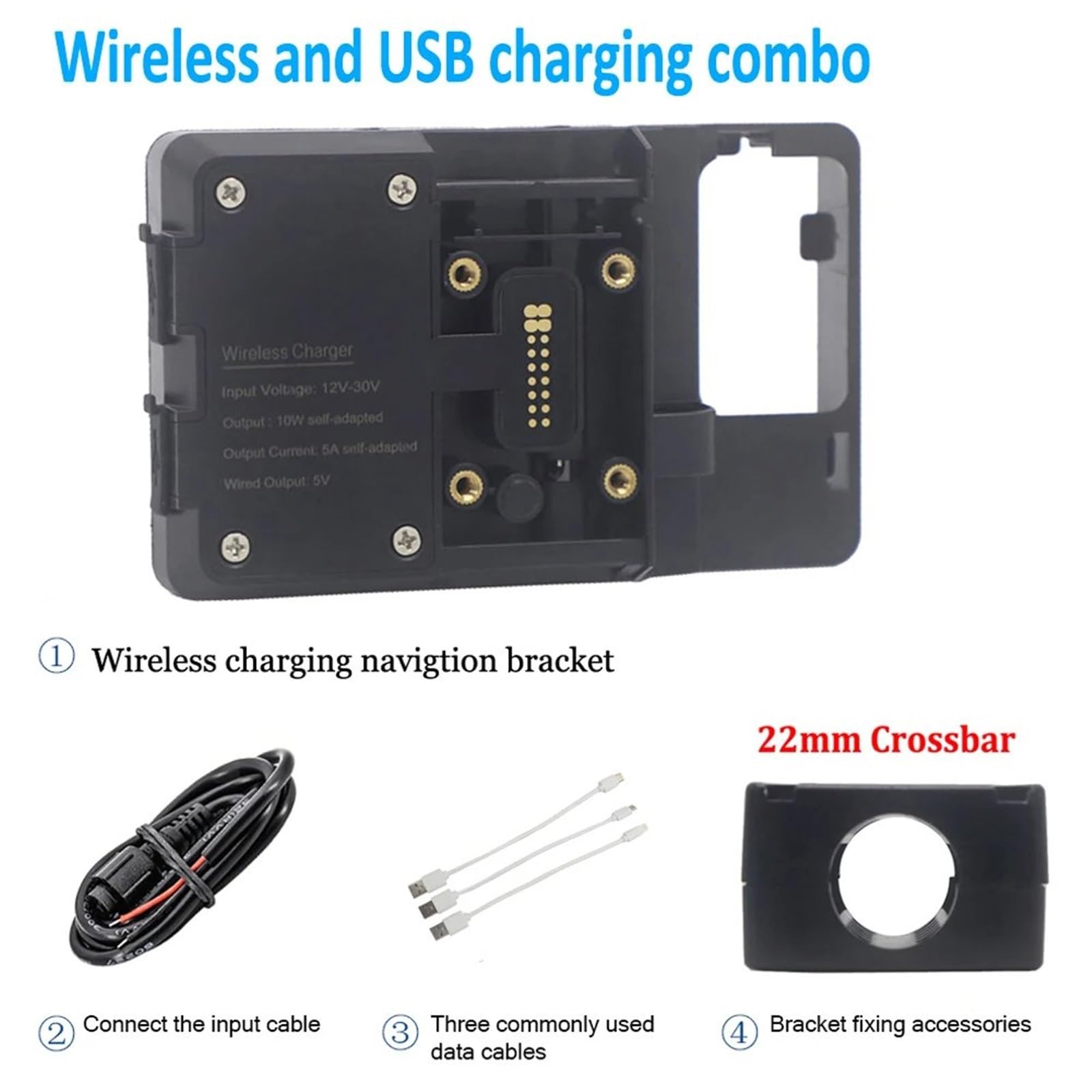 Staffa Navigatore Moto Per CYCLONE RT3 RT 3 Supporto Espansione Barra Trasversale Multifunzione Supporto Per Telefono GPS Supporto Navigazione Ricarica Wireless USB Supporto Telefono Per Moto(Wireless