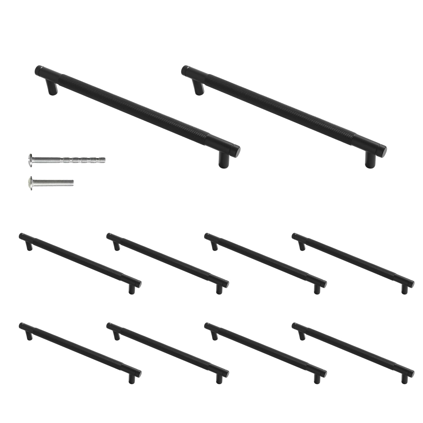senharvest 10 Pcs Kitchen Cupboard Handles,Aluminum Drawer Handles 7.5 Inch(192mm) Hole Centers,Black Cabinet Handles for Kitchen Wardrobe Bathroom