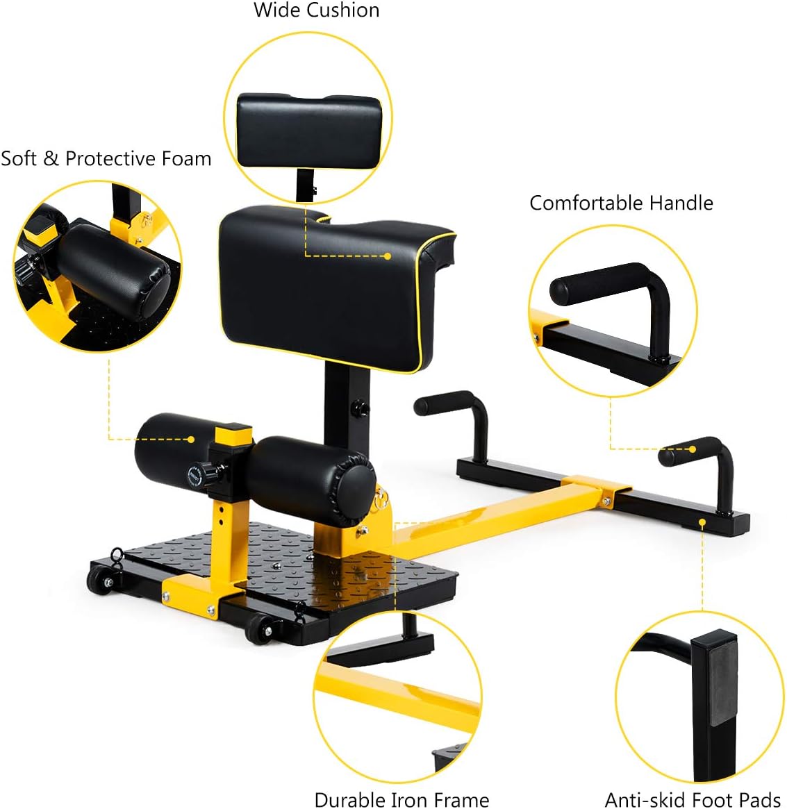 GYMAX Sissy Squat Machine, 8-in-1 Workout Machine with Adjustable Height & Protective Foam, Sissy Squat, Push-up, Sit-up, Rope Exercise Machine for Strength Training, Home Gym
