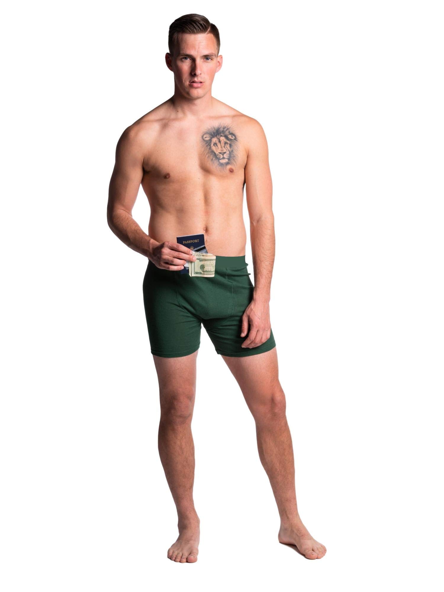 Mens Hide Your Stash Pocket Boxer Briefs with Secret Hidden Pocket.