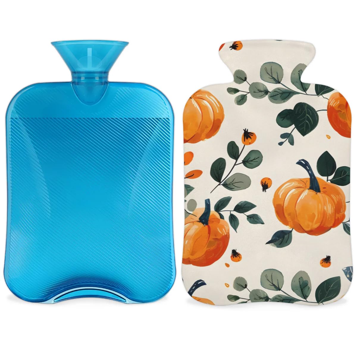 Hot Water Bottle with Soft Cover,2L Abstract Pumpkin Hot Water Bag for Hot and Cold Compress, Hand Feet Warmer, Magic Pumpkin Rubber Hot or Cold Water Bottle Halloween Christmas Decorations