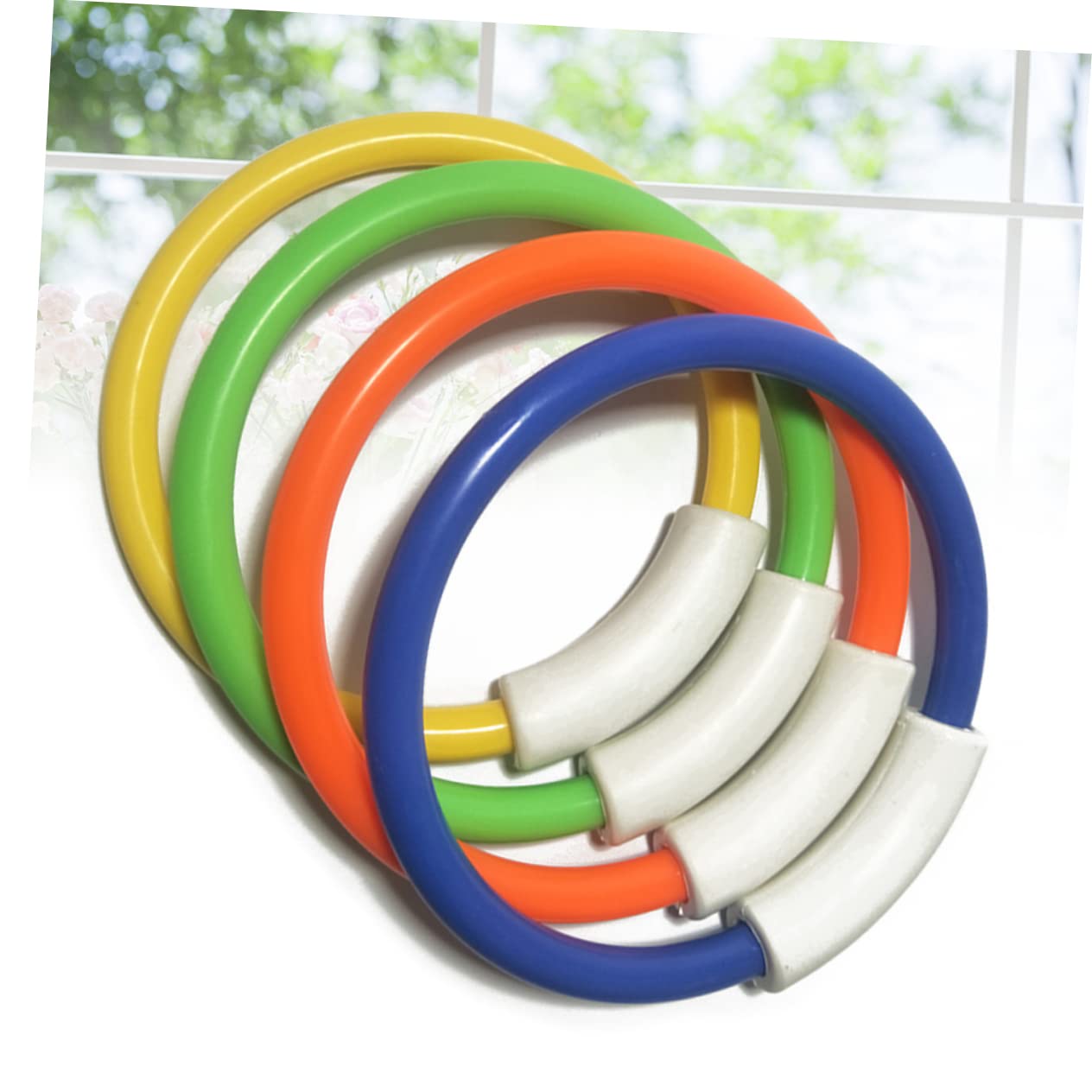 YARNOW 4pcs Colorful Diving Rings for Safe Underwater Training Grab for Swimming Pool Fun Bright Orange Green Yellow and Blue Colors