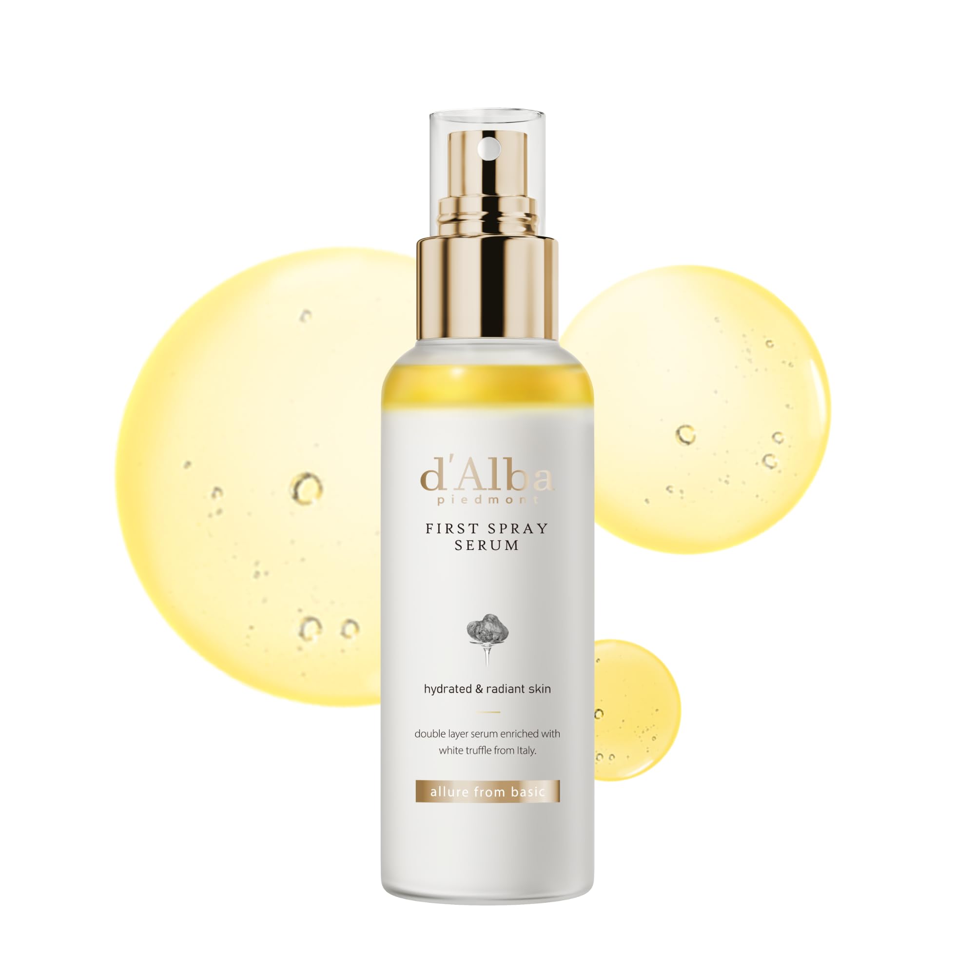 d'Alba White Truffle First Spray Serum, 3.4 fl oz (100 ml), Official Korean Product, Moisturizing Care, Serum, Lotion, Oil, Beauty Essence, Shiny Skin, Dry Skin, Elasticity, Vegan 3.4 fl oz (100 ml)