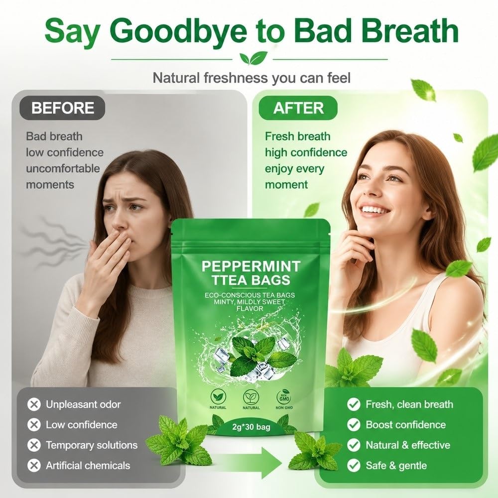 Medicinali tradizionali Tisana Foglie di menta Supporto intestinale | Tè Breathe Easy Smooth Move for la pulizia quotidiana del benessere(3pcs)