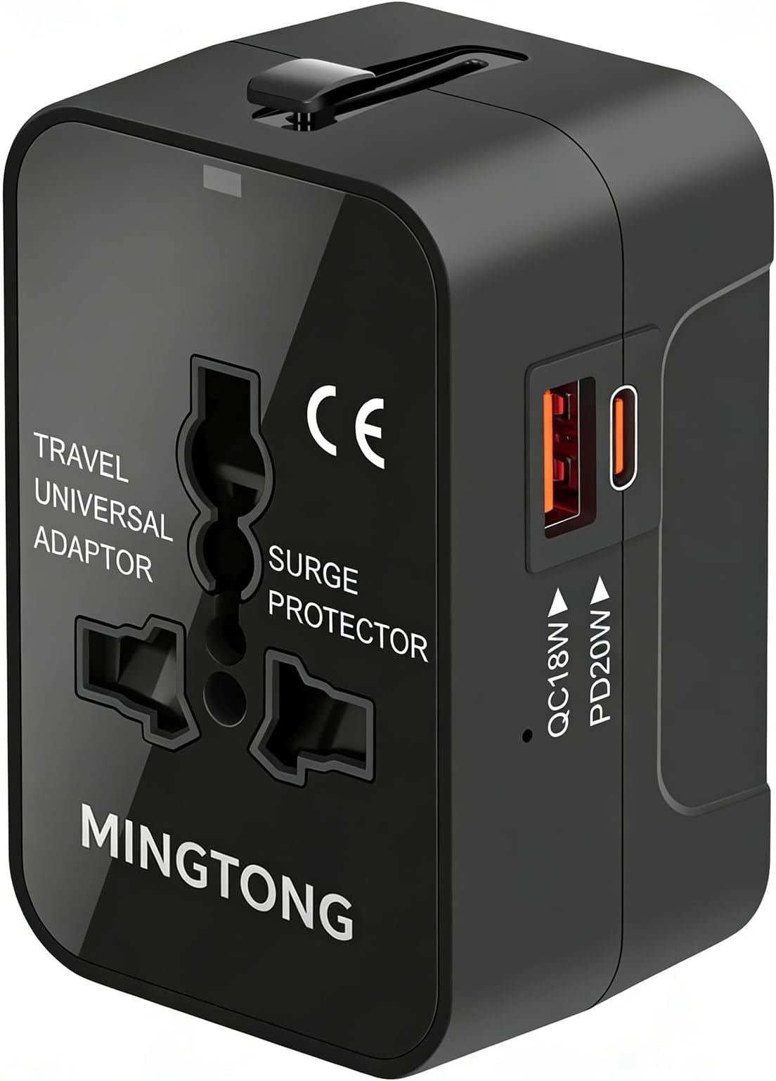 Universal Travel Adapter Worldwide, GaN Fast Charging with PD 3.0 USB-C & USB-A Quick Charge Ports, All-in-One International Power Plug Adapter Converter AC Wall Charger for Europe USA UK AUS Black
