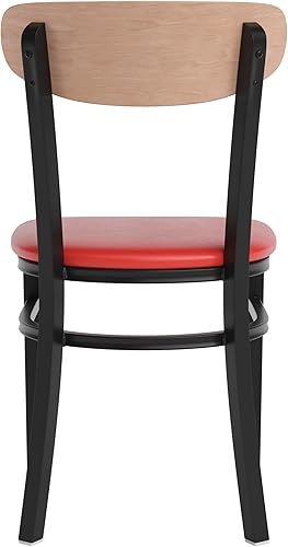Miniatura 74 de Flash Furniture Wright - Silla de comedor de grado comercial, asiento de madera maciza con acabado de nogal y respaldo de boomerang, 500 libras de