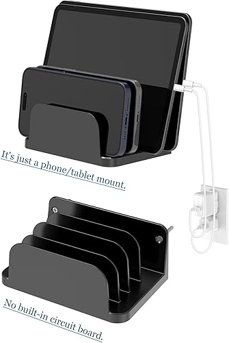 Miniatura 7 de Soporte de pared para teléfonos inteligentes y tabletas, estante de teléfono con estación de acoplamiento de 4 ranuras compatible con tableta, iPad,