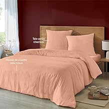 Duquennoy & Lepers Double Cotton Gauze Bedding Set for Double Bed 240 x 220 cm - Duvet Cover 240 x 220 cm and 2 Pillowcases 63 x 63 cm in Double Cotton Gauze Plain Pink