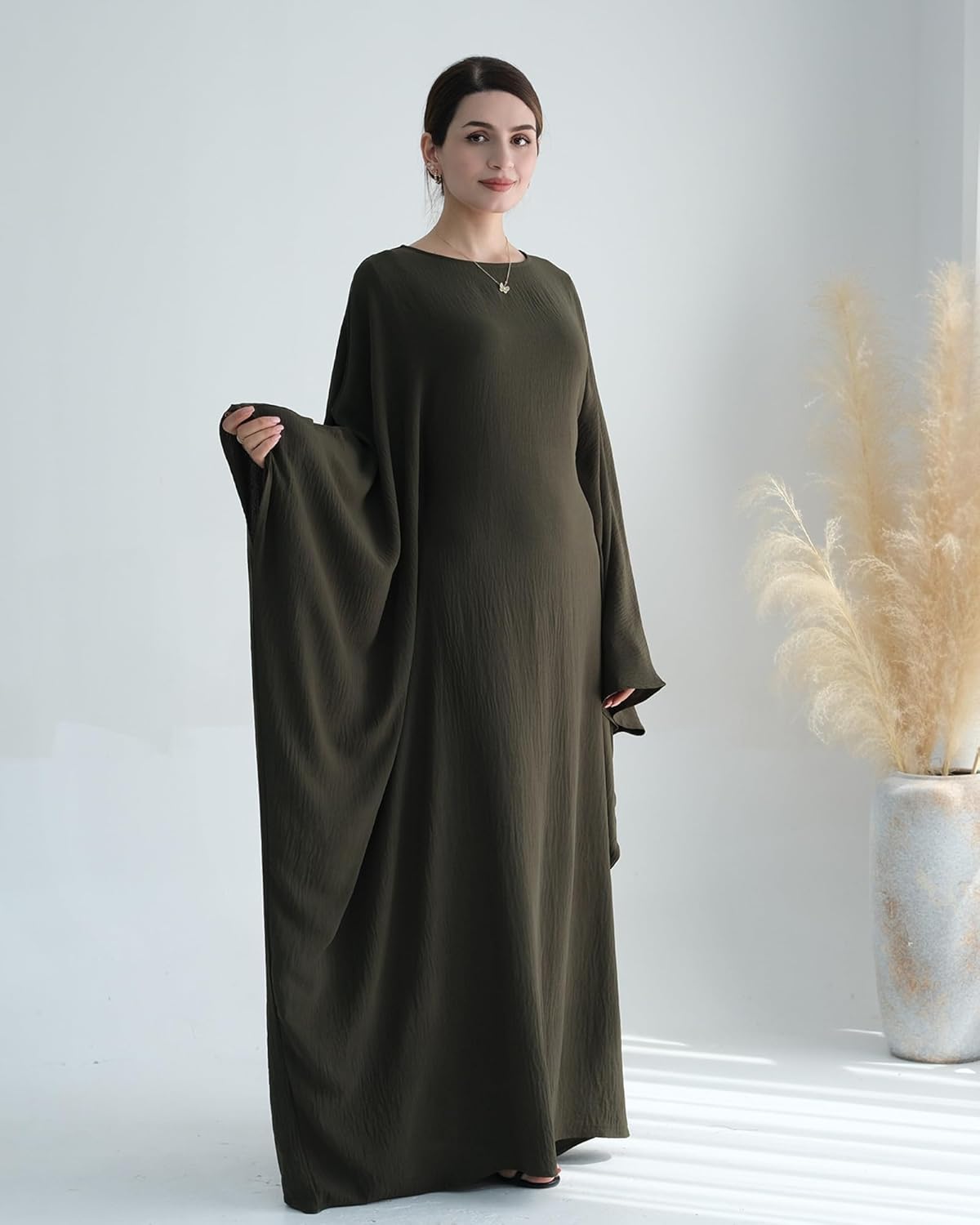 Muslim Prayer Dress Abaya Islamic Ramadan Robe Slightly Elasticity Garment Eid Clothes - Image 2
