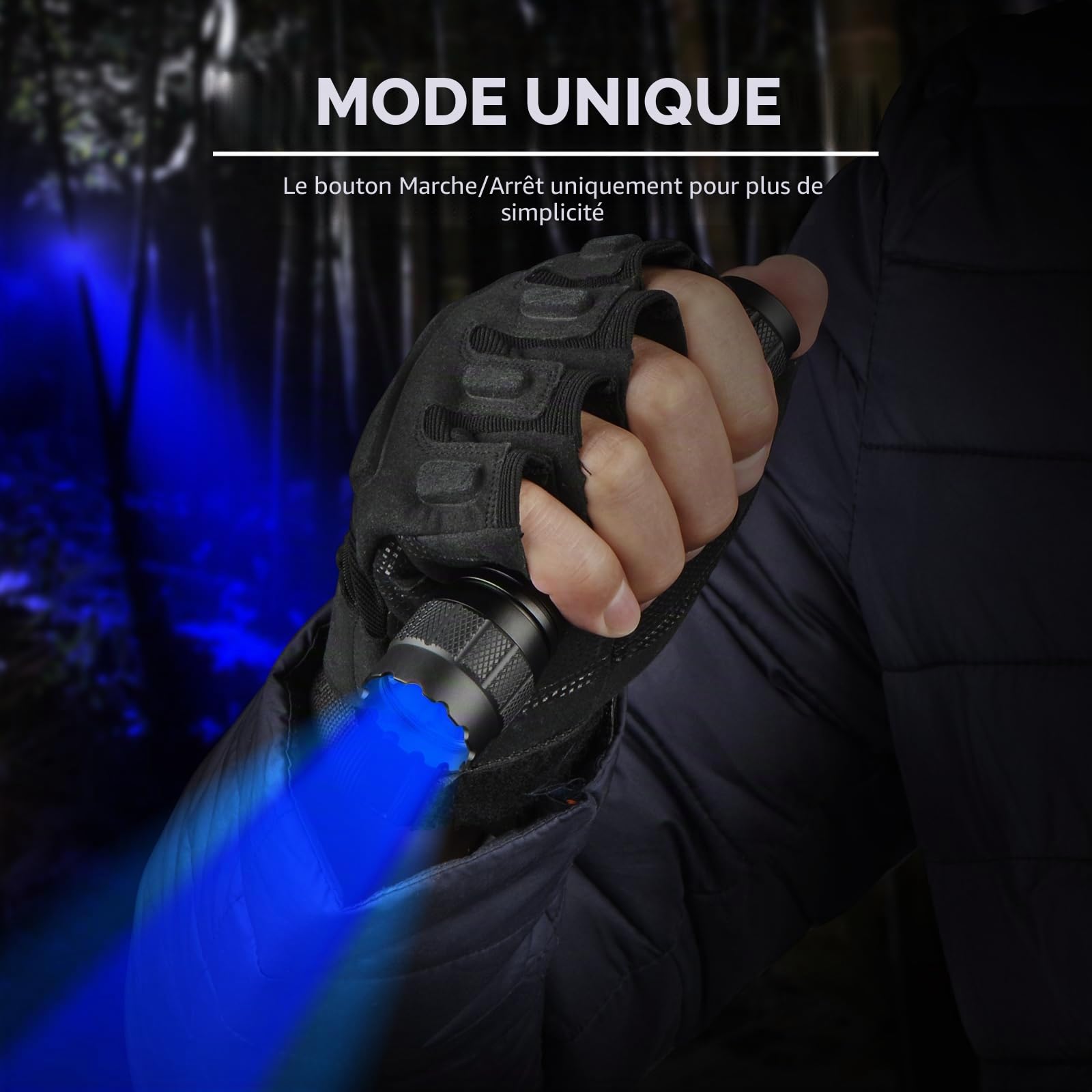 ULTRAFIRE Lampe torche LED bleue 450-460 nm avec étui, lumière bleue de pêche haute puissance 10 W pour vision nocturne, observation fluorescente de flotteur, WF-501G RRO