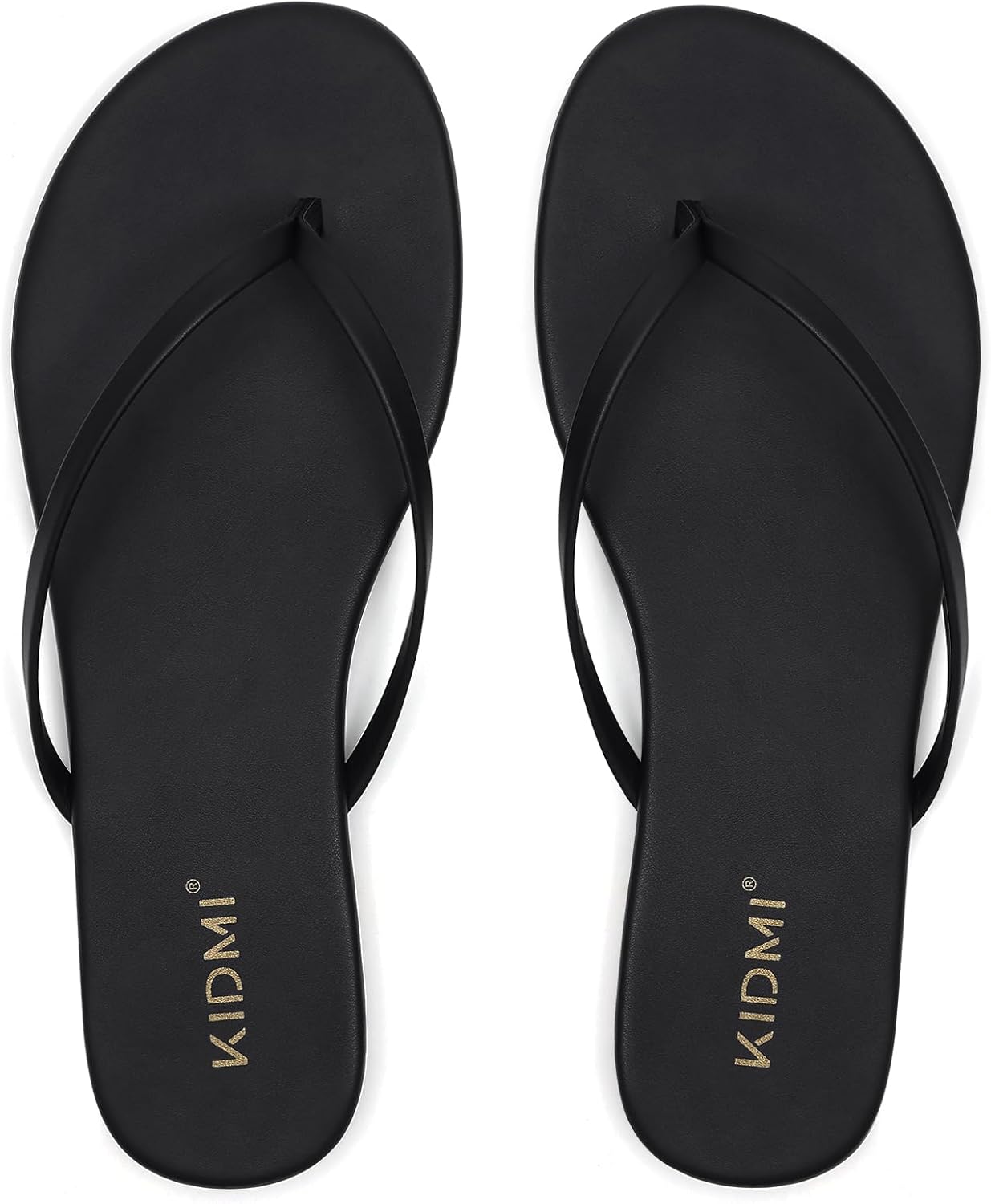 KIDMI Thong Flip Flops for Women - Memory Foam Summer Beach Sandals for Women - Vegan Leather Flat Sandals - Image 4