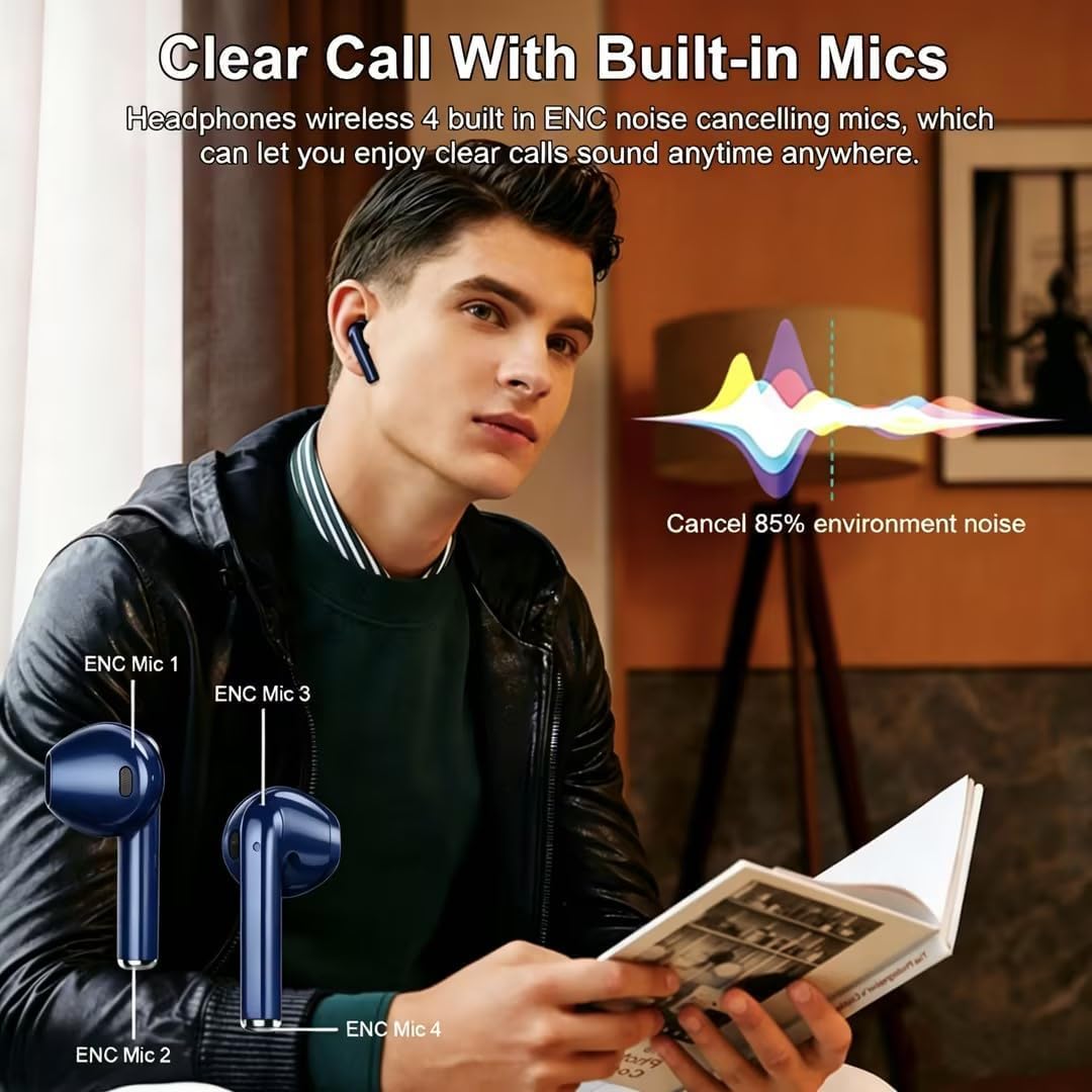 Ecouteurs Bluetooth sans Fil, Écouteurs Bluetooth 5.3, Casque B luetooth HiFi Stéréo, Ecouteurs sans Fil ENC Antibruit Mic, 40H Oreillette B luetooth avec Écran LED, IP7 Étanche pour iOS Android