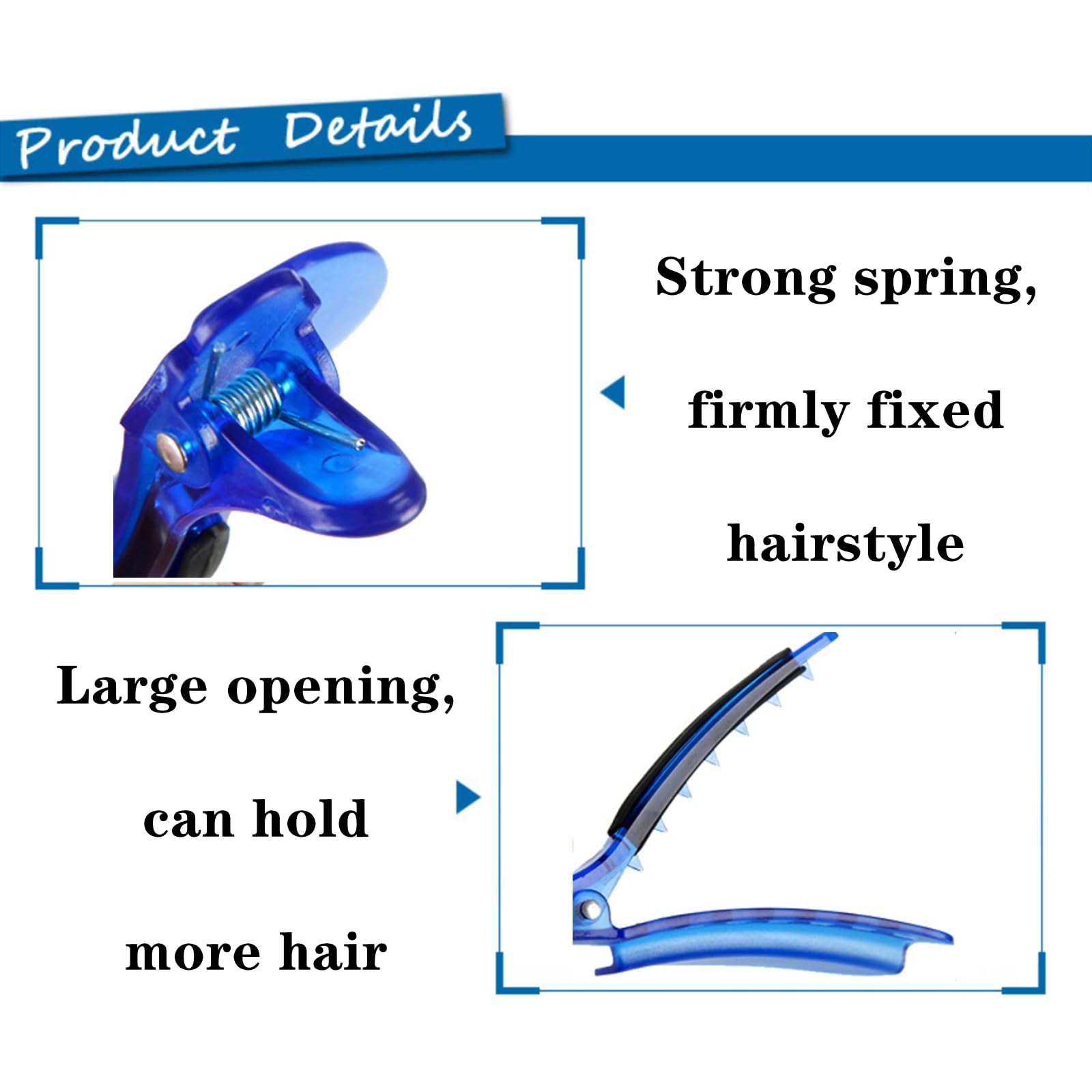 2 Pcs Sectioning Clips Professional Barber Easy Speed Separator Clips Heat Insulation Hair Tools for Wig Extension Hair(Blue) - Image 4