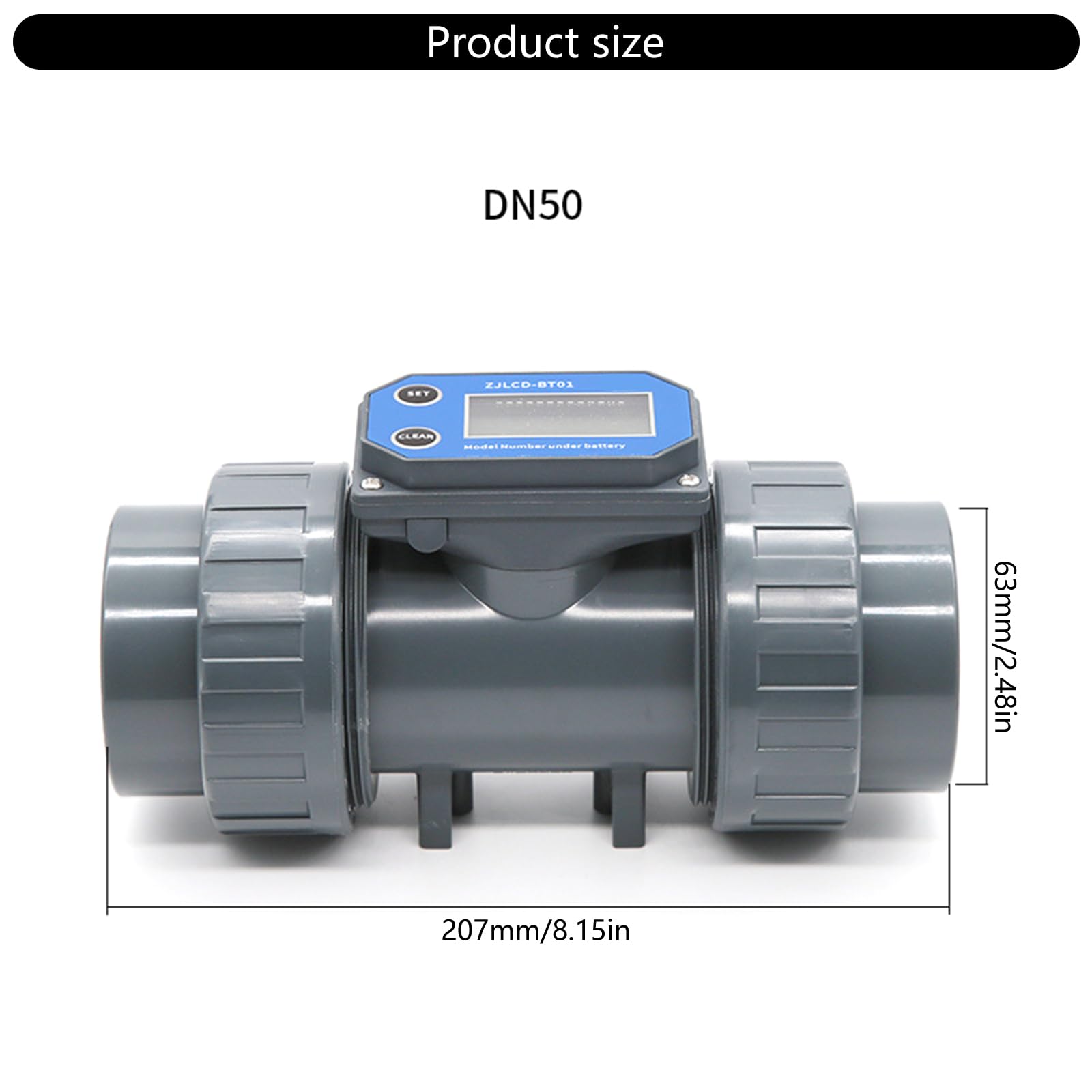 Caudalímetro electrónico de PVC adecuado para medición precisa de líquidos en sistemas de riego y purificación de agua con metanol, medidor de flujo de PVC