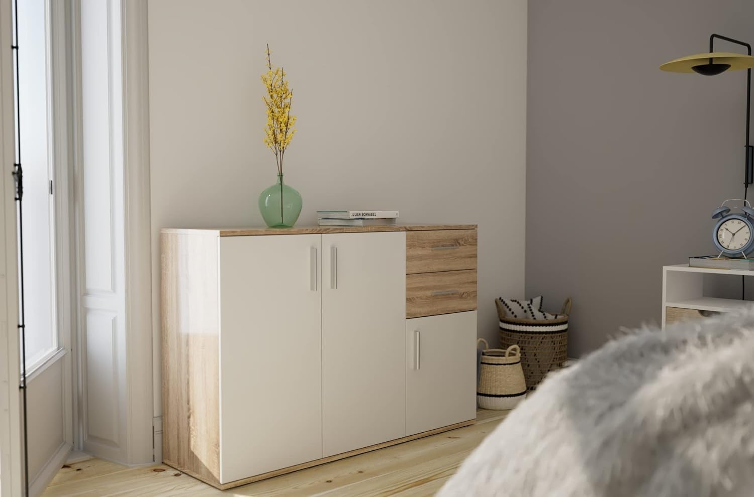 AVANTI TRENDSTORE BEA - Cassettiera/comó in Legno Laminato nella Misura 120x82x35 cm, Disponibile in Diversi Colori. Perfetto per soggiorni, ingressi o camere da Letto