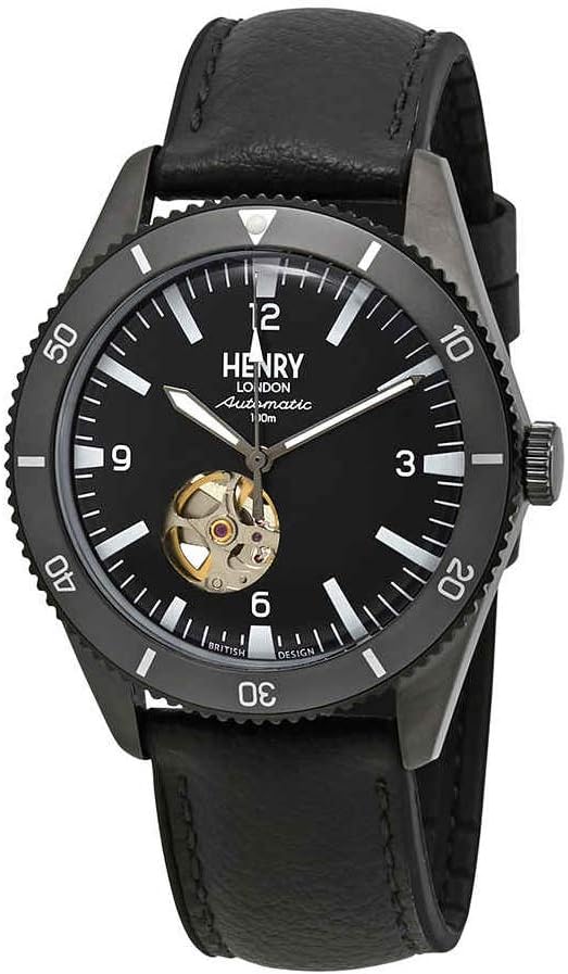 Henry LondonMens Skeleton Automatic Watch with Silicone Strap HL42-AS-0332