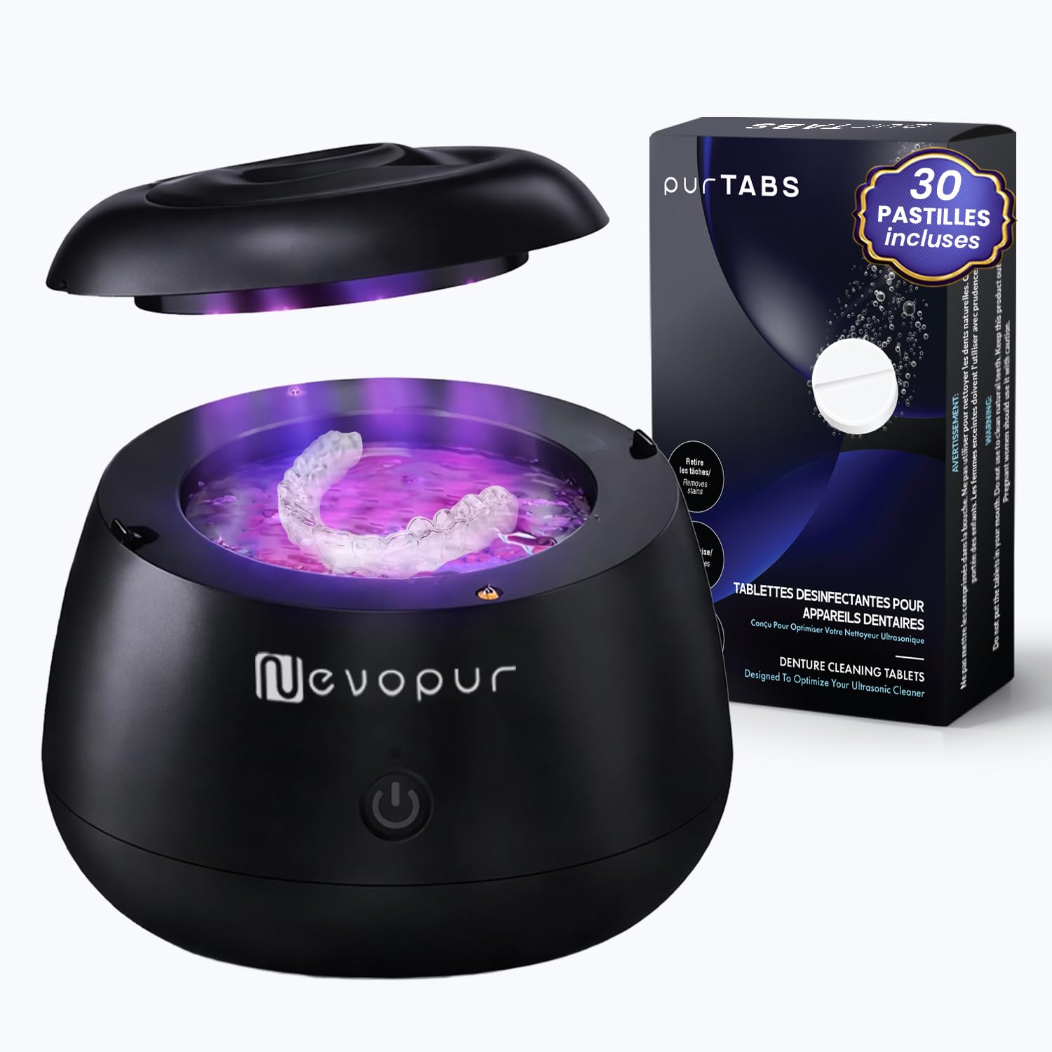 Nettoyeur Ultrason Appareil Dentaire purDENTAL 30 purTABS 48 kHz Désinfection UV Bac Inox 200 mL