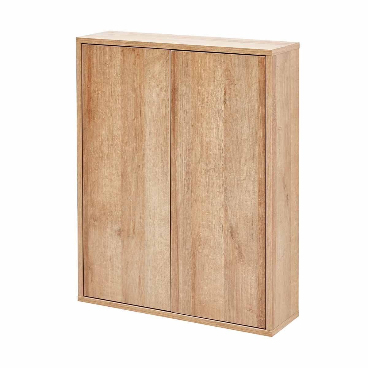 BadeDu Minho Hängeschrank – 60 cm in AST-Eiche Optik, Moderner skandinavischer Stil, 2 Türen mit 2 Glaseinlegeböden, Made in Germany