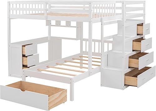 Miniatura 307 de Versatility - Litera individual sobre individual con escritorio y armario integrados, cama alta de madera maciza y plataforma independiente con