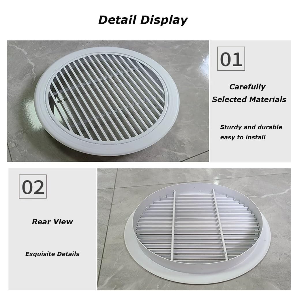 Cubiertas De Ventilación De 15cm Rejillas De Ventilación Redondas – Cubierta De Rejilla – Orificios De Ventilación(Black,45cm/18in)