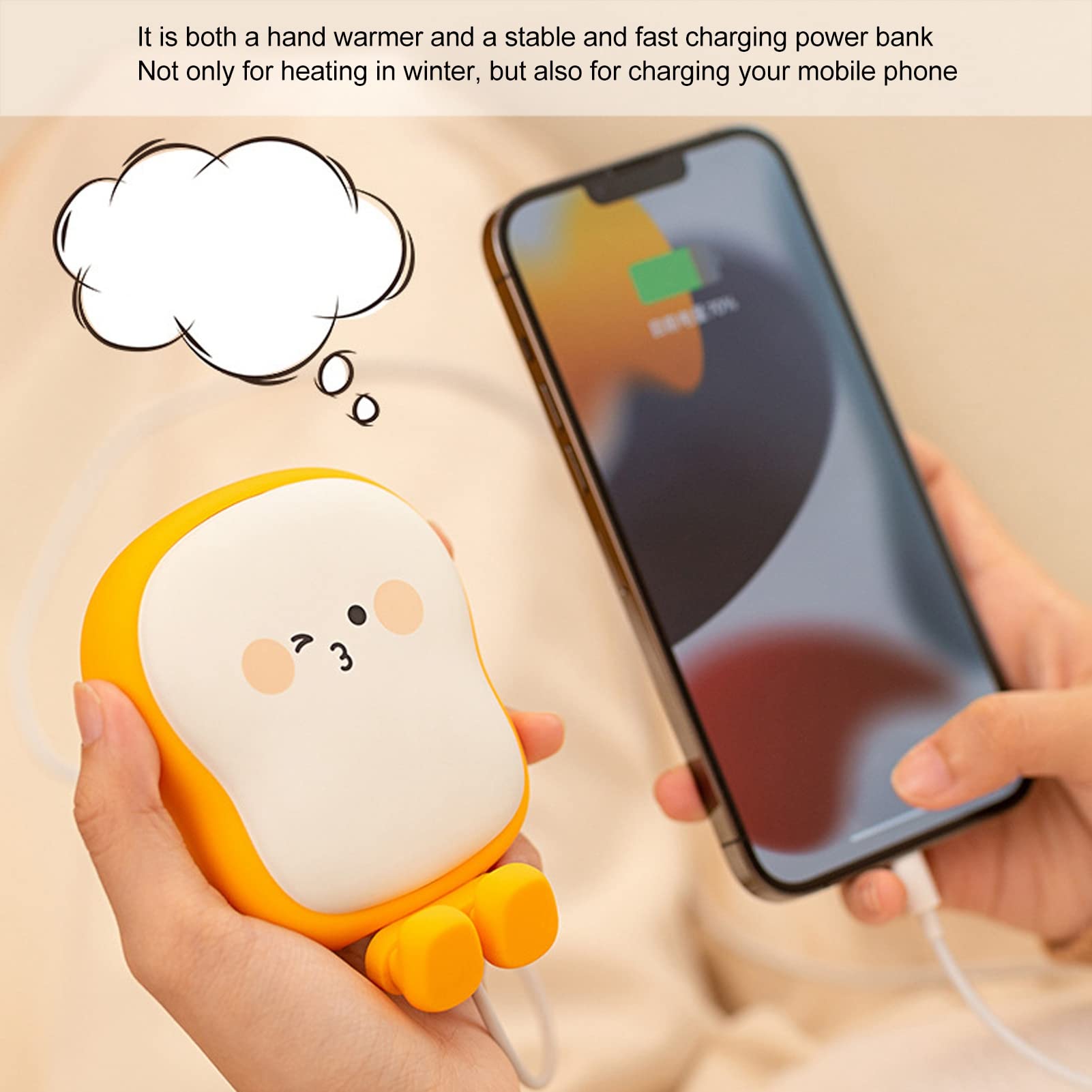 Chauffe-mains électrique Portable Rechargeable, 6000 MAh, Batterie Externe pour L'extérieur, la Chasse, le Golf, le Camping, les Cadeaux Chaleureux(Expression du rougissement)