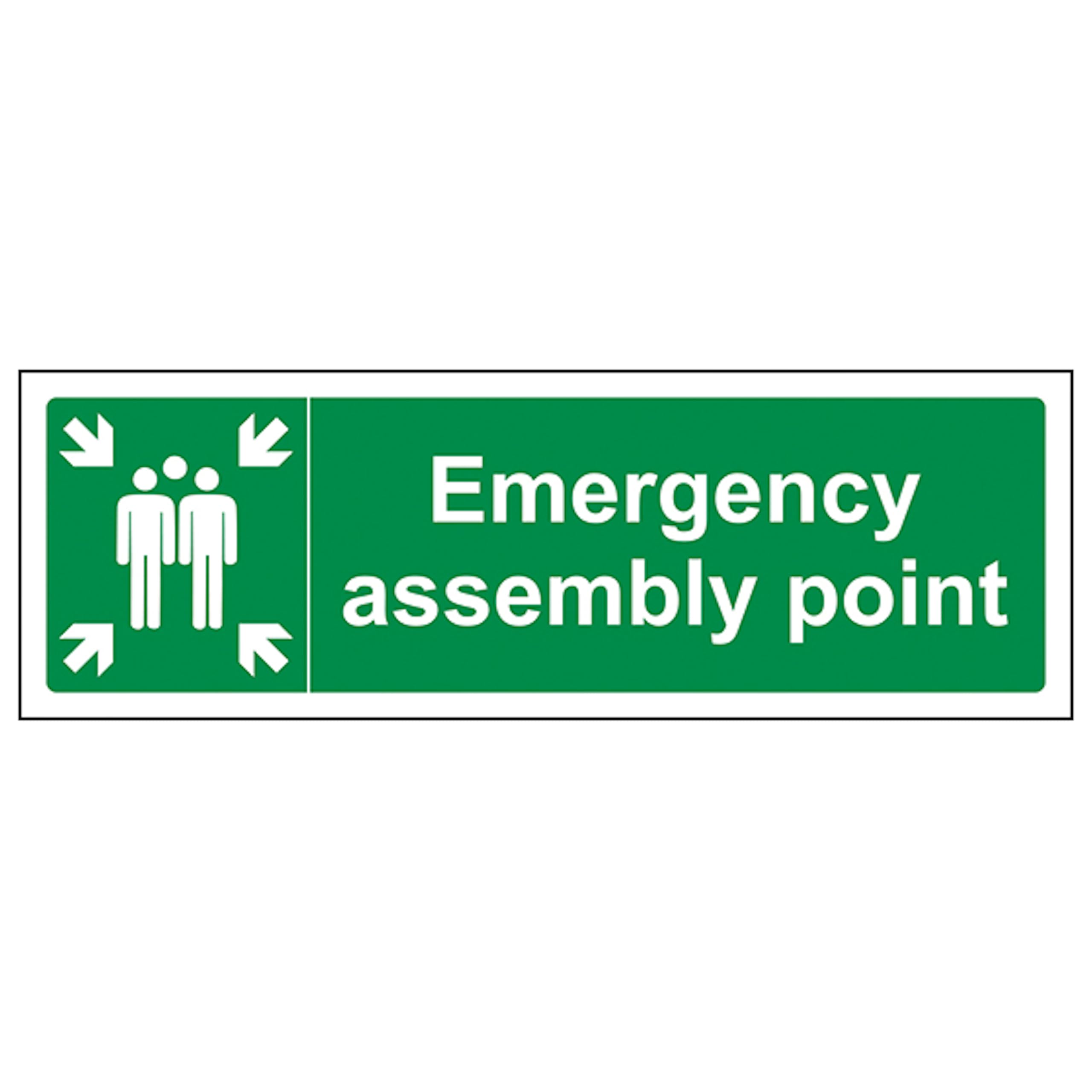 V Safety Emergency Assembly Point - Landscape 600 x 200 mm - 3mm Aluminium Composite Safety Sign